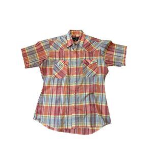 Wrangler X-Long Tails Vintage Pearl Snap Plaid Western Cowboy Shirt 70s/80s Men’